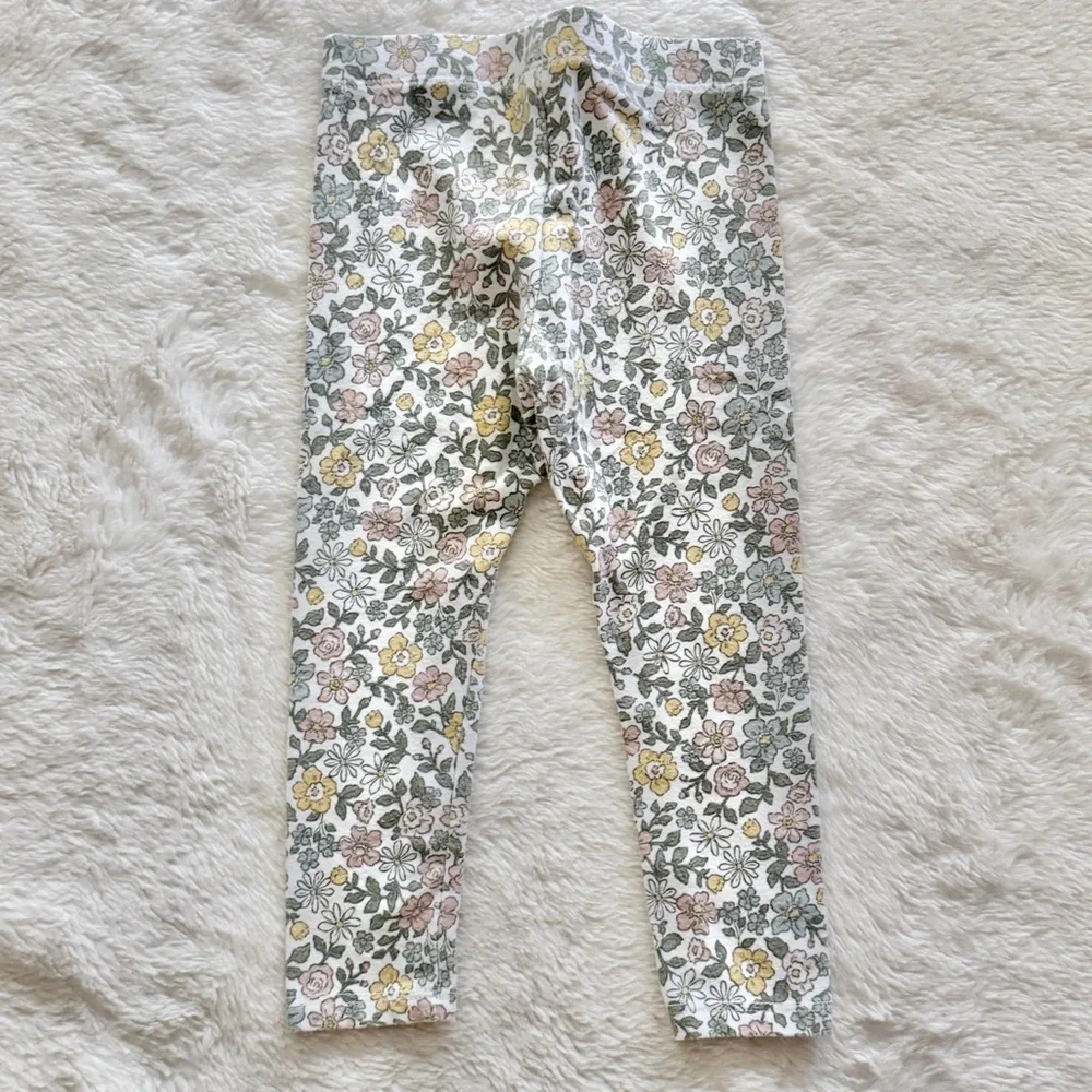 Tahari Kids Flutter Sleeve Top and Floral Leggings Set Pink Green Size 18 Months